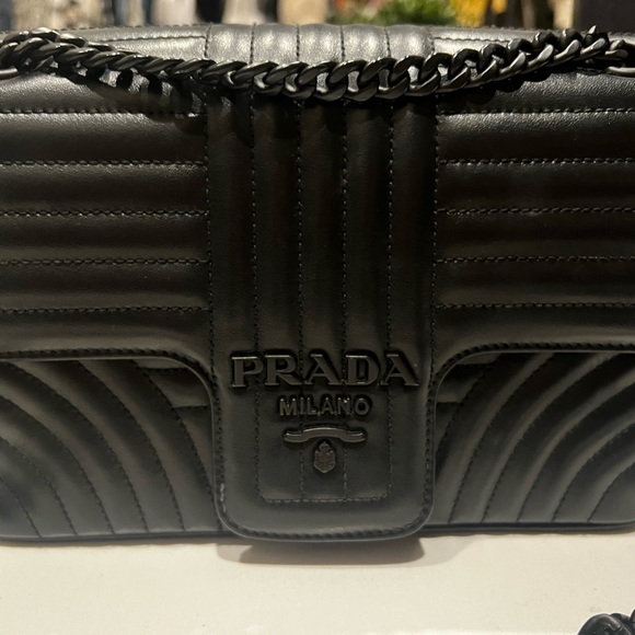 Immaculate Prada Diagramme convertible crossbody shoulder black on black. - Picture 3 of 7